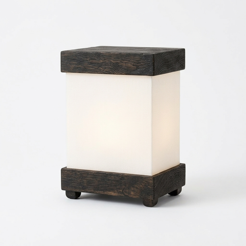 Rectangular Off-White & Black Finish Table Lamp