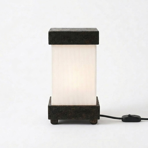 Rectangular Off-White & Black Finish Table Lamp