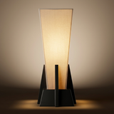 Square Pyramid Off-White Fabric Table Lamp