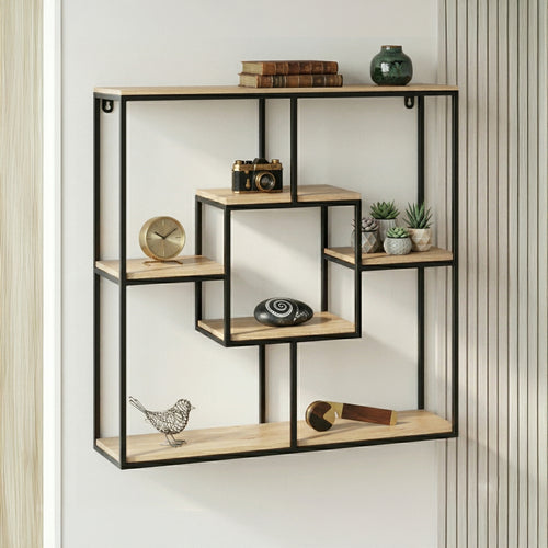 Wood & Metal Modular Wall Shelf