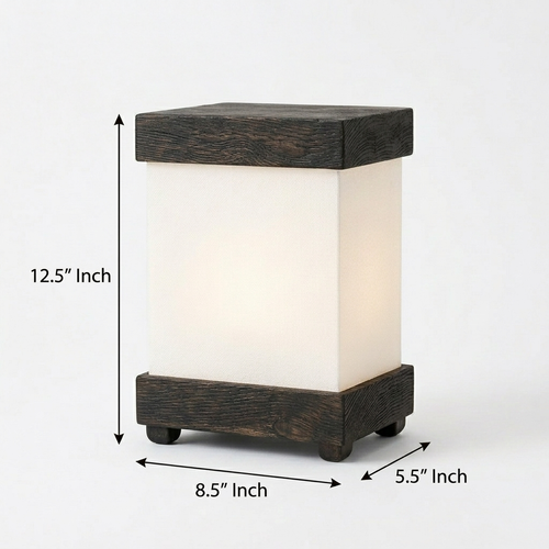 Rectangular Off-White & Black Finish Table Lamp