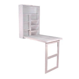 Solid Wood Wall Mount White Distress Study Table - Make in Modern