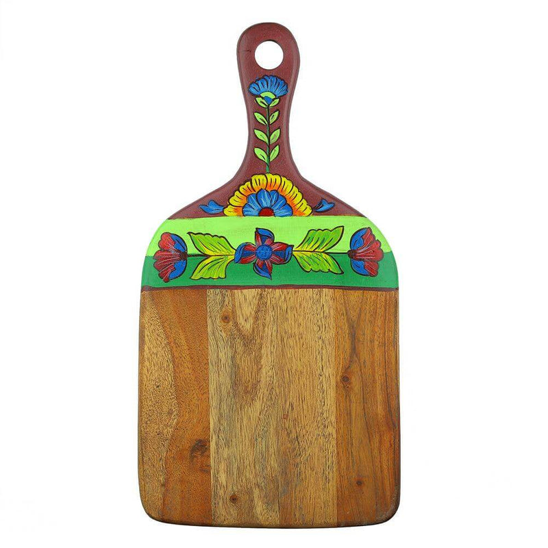 Acacia Wood Hand Painting Chopping Board with Handle - Make in Modern