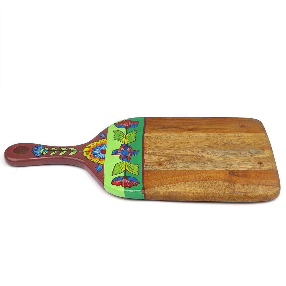 Acacia Wood Hand Painting Chopping Board with Handle - Make in Modern