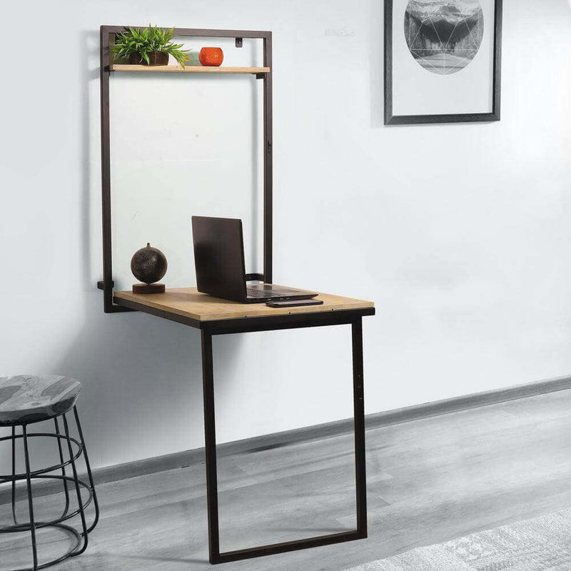 Wood and metal Wall Mount Folding Study Table with Dining Table - Make in Modern