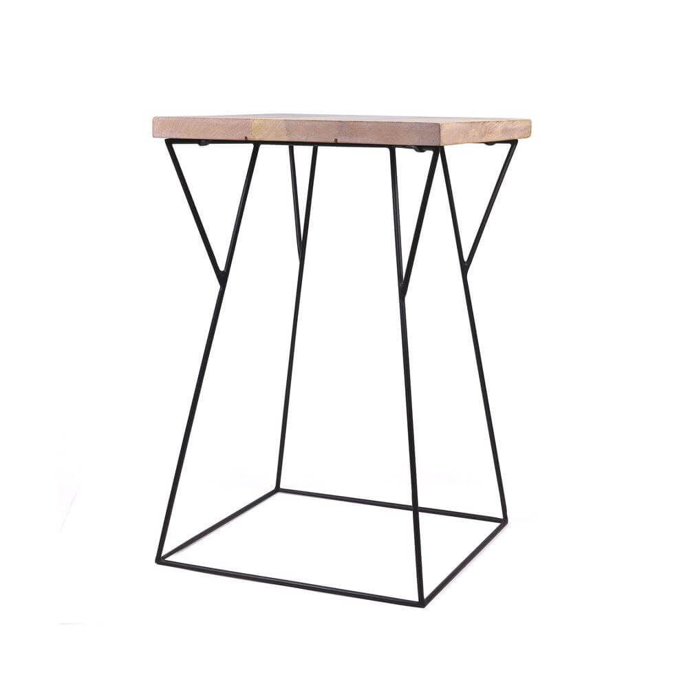 square wood and metal bedside table - Make in Modern