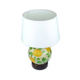 Decorative Flower Design Globe Base Table Lamp with Off-White Cotton Fabric - Make in Modern