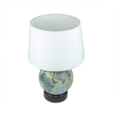 Walnut Shade & Antique Globe Base Table Lamp | Off-White Cotton Fabric - Make in Modern