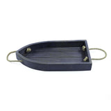 Mango Wood Ship Design Black wooden tray - Make in Modern