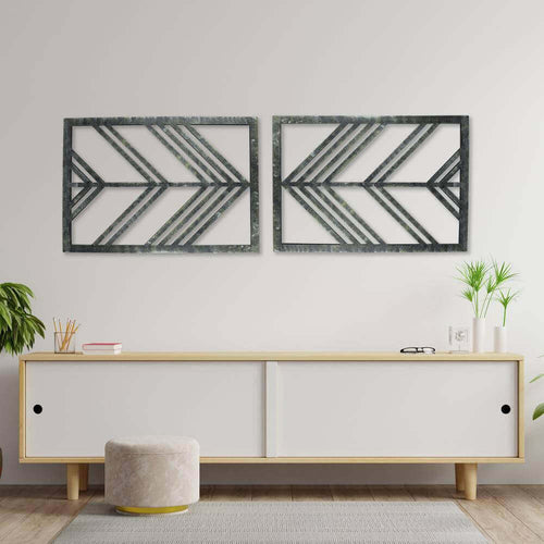 Rectangular Silver Antique Arrow Wall Textured Panel Set - Make in Modern