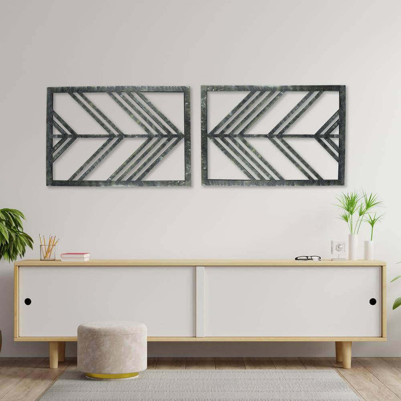 Rectangular Silver Antique Arrow Wall Textured Panel Set - Make in Modern