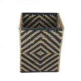 Square Black & White Embroidered Natural Jute Basket - Make in Modern