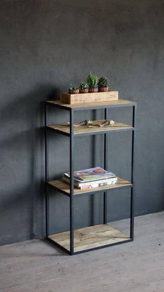4-Sectional Wooden Panel & Metal Shelf