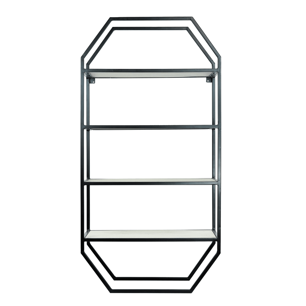 Hexagonal Multi-Sectional Black Finished Metal floor and wall Shelf - Make in Modern