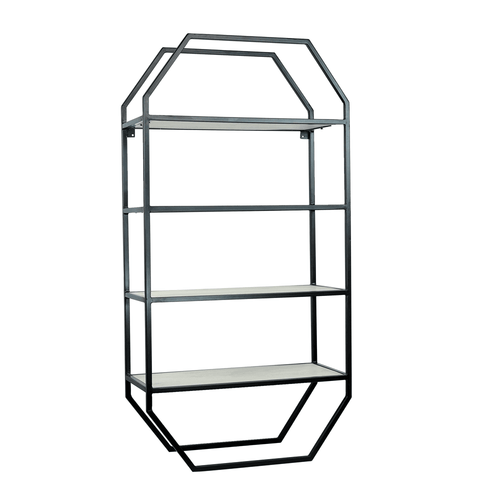 Hexagonal Multi-Sectional Black Finished Metal floor and wall Shelf - Make in Modern