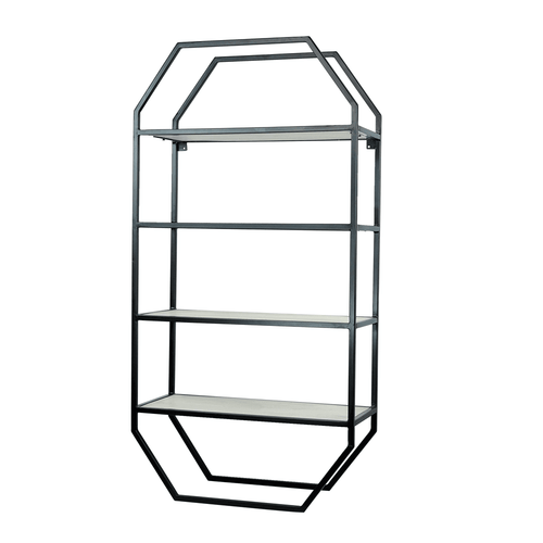 Hexagonal Multi-Sectional Black Finished Metal floor and wall Shelf - Make in Modern