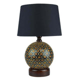 Globe Base Hand Painted Black Shade Table Lamp