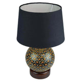 Globe Base Hand Painted Black Shade Table Lamp - Make in Modern