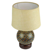 Hand Painted Natural Jute Globe Base Table Lamp