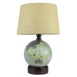 Walnut Shade & Antique Globe Base Table Lamp | Natural Jute Shade