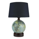Antique Globe Base Table Lamp with Black Cotton Fabric shade - Make in Modern