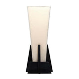 Square Pyramid Off-White Fabric Table Lamp With Glossy Black Wooden Base - Make in Modern