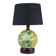 Cotton Black Shade Decorative Flower Design Globe Base Table Lamp