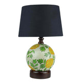 Cotton Black Shade Decorative Flower Design Globe Base Table Lamp - Make in Modern