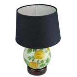 Cotton Black Shade Decorative Flower Design Globe Base Table Lamp - Make in Modern