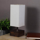 Wooden Base Square Table Lamp with off White Shade