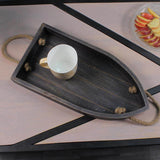 Mango Wood Ship Design Black wooden tray - Make in Modern