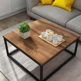 Century Style Walnut Colour Coffee Table with Black Metal Frame