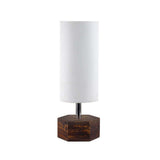 Hexagone Wooden Base Round shade Table Lamp