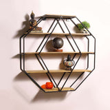 Octagonal Solid Wood Floating Wall Shelf