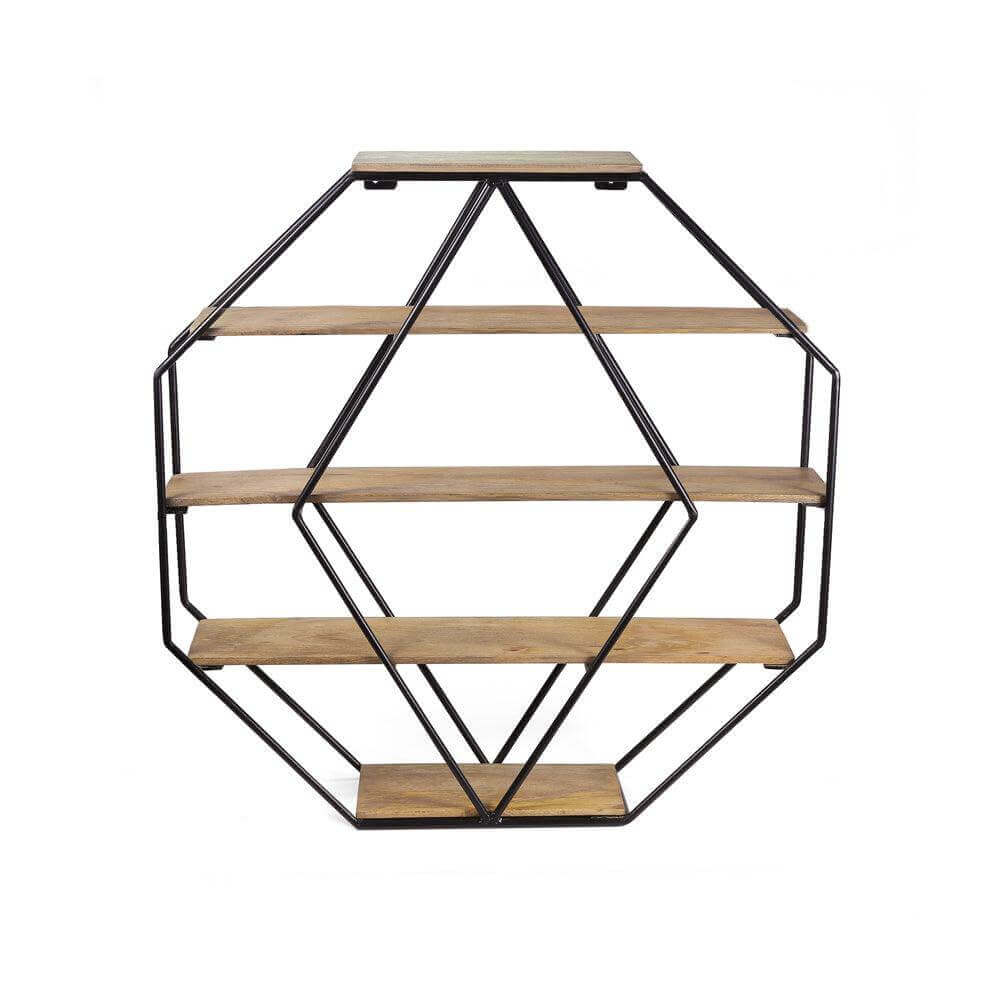Octagonal Solid Wood Floating Wall Shelf - Make in Modern