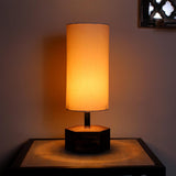 Hexagone Wooden Base Round shade Table Lamp - Make in Modern