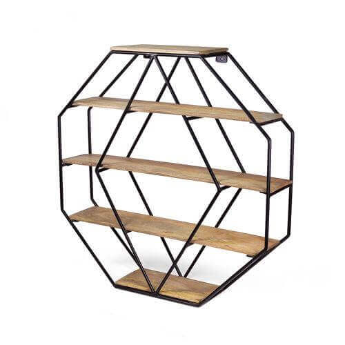Octagonal Solid Wood Floating Wall Shelf - Make in Modern