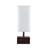 Wooden Base Square Table Lamp with off White Shade
