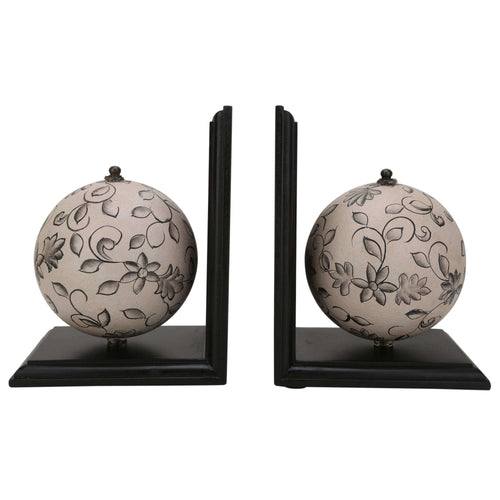 Hand Painted Floral Textured Globe Bookend - Make in Modern