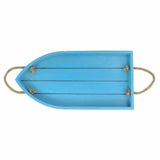 AQUA BLUE FINISH BOAT SHAPED WOODEN TRAY - Make in Modern