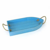 AQUA BLUE FINISH BOAT SHAPED WOODEN TRAY - Make in Modern