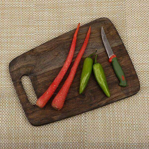 Acacia Wood Vintage Shade Chopping/Cutting Board with Handle - Make in Modern