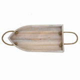 Antique Finish Boat-Shaped Wooden Serving Tray with Rope Handle Design - Make in Modern