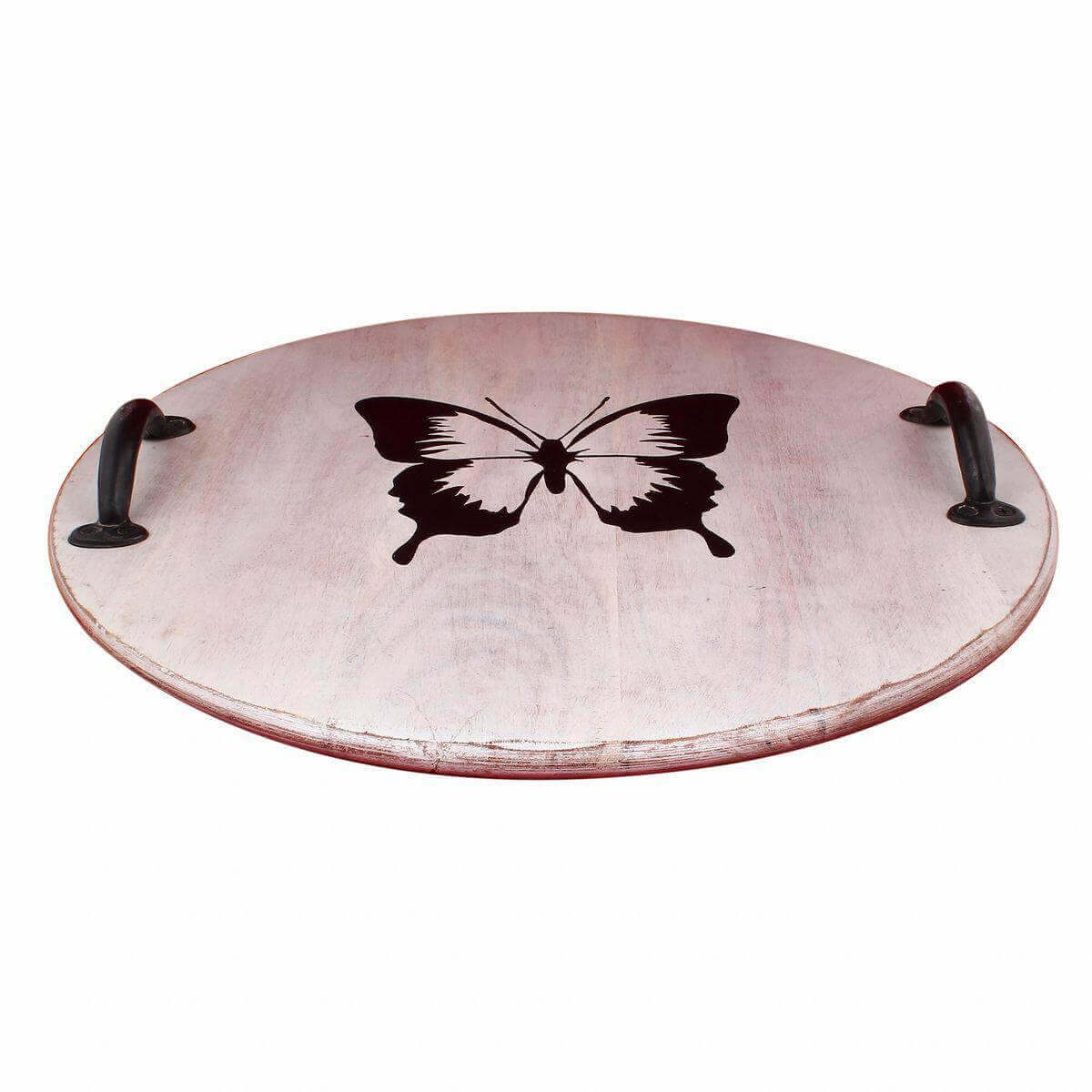 Antique Look Butterfly Print Wooden Tray - Make in Modern