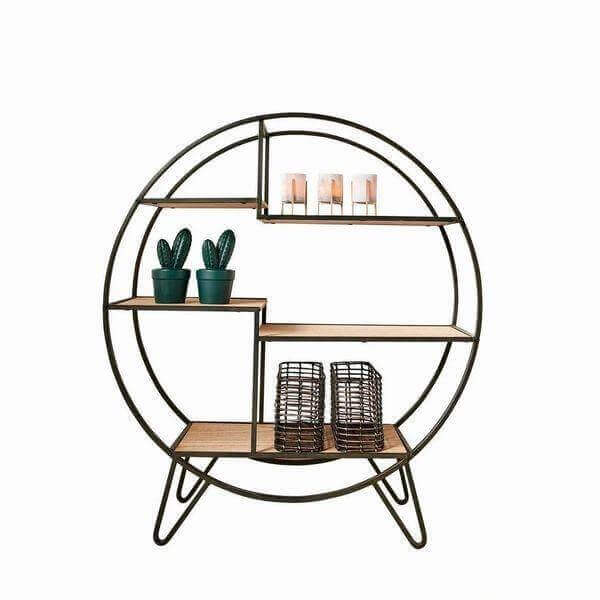 Circular Wheel Design Metal Frame Shelf - Make in Modern