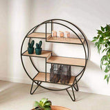 Circular Wheel Design Metal Frame Shelf