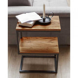 Side table Laberry in metal and solid sheesham wood