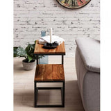 Side table Laberry in metal and solid sheesham wood