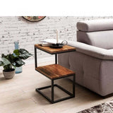 Side table Laberry in metal and solid sheesham wood