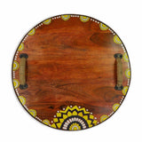 Hand - Painted Brown Wooden Tray with Handle - Make in Modern